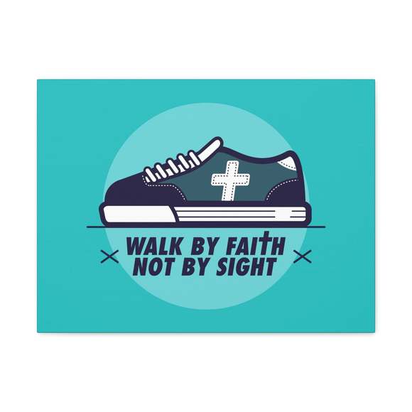 Scripture Sign Walk By Faith Not By Sight 2 Corinthians 5:7 Blue Shoes Christia - Picture 2 of 2